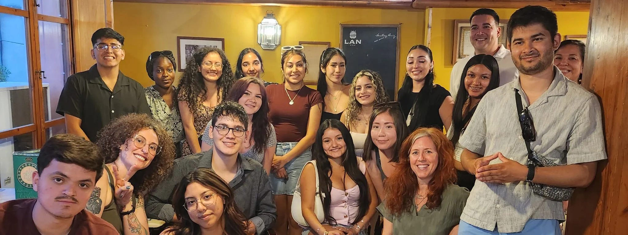 students pose for group photo in Seville